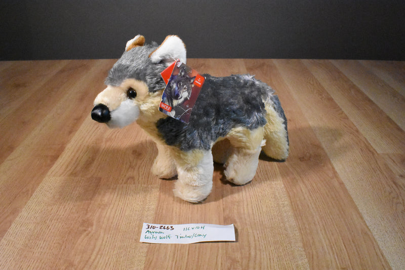 Aurora Wily the Gray and Beige Timber Wolf Beanbag Plush