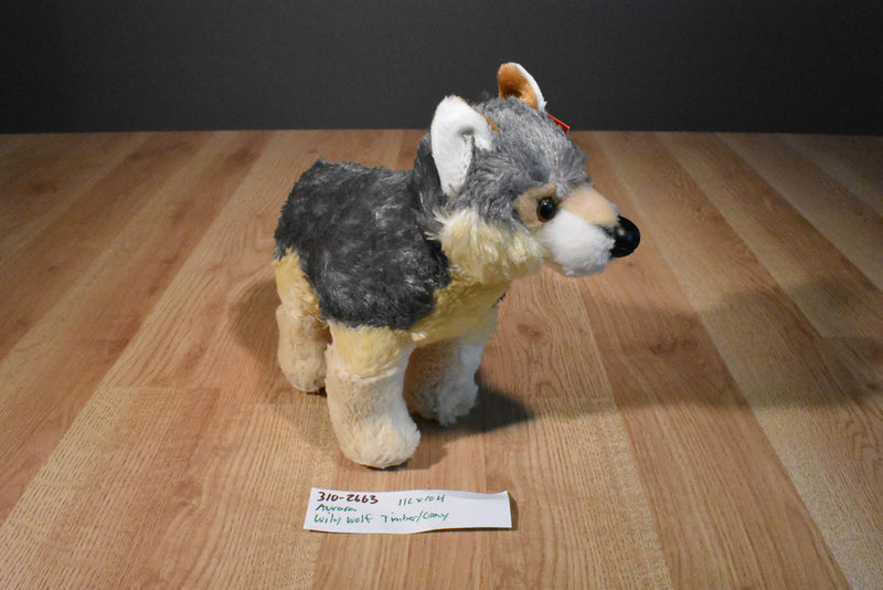 Aurora Wily the Gray and Beige Timber Wolf Beanbag Plush