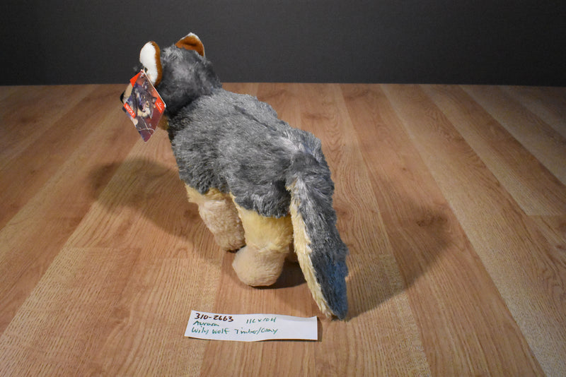 Aurora Wily the Gray and Beige Timber Wolf Beanbag Plush