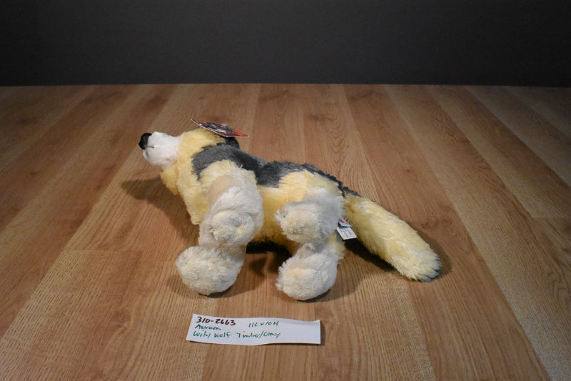 Aurora Wily the Gray and Beige Timber Wolf Beanbag Plush