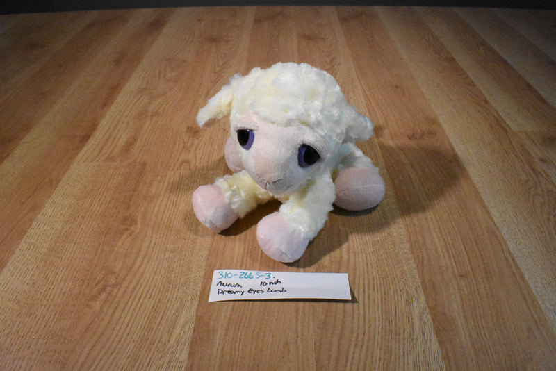 Aurora Dreamy Eyes Beige and Pink Lamb Beanbag Plush