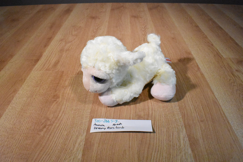 Aurora Dreamy Eyes Beige and Pink Lamb Beanbag Plush