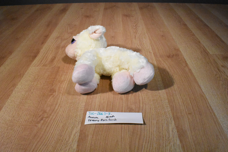 Aurora Dreamy Eyes Beige and Pink Lamb Beanbag Plush
