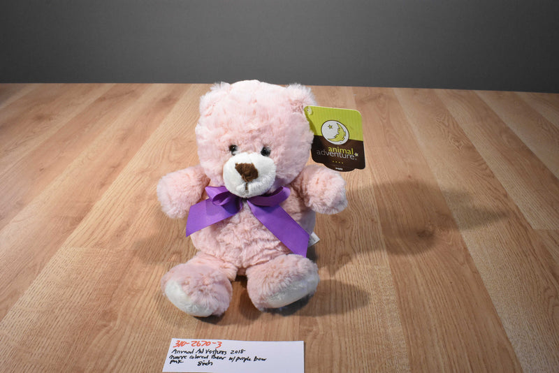 Animal Adventure Mauve/Pink Teddy Bear 2018 Plush With Purple Bow