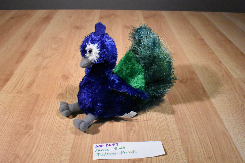 Aurora Perry the Blue and Green Peacock Beanbag Plush