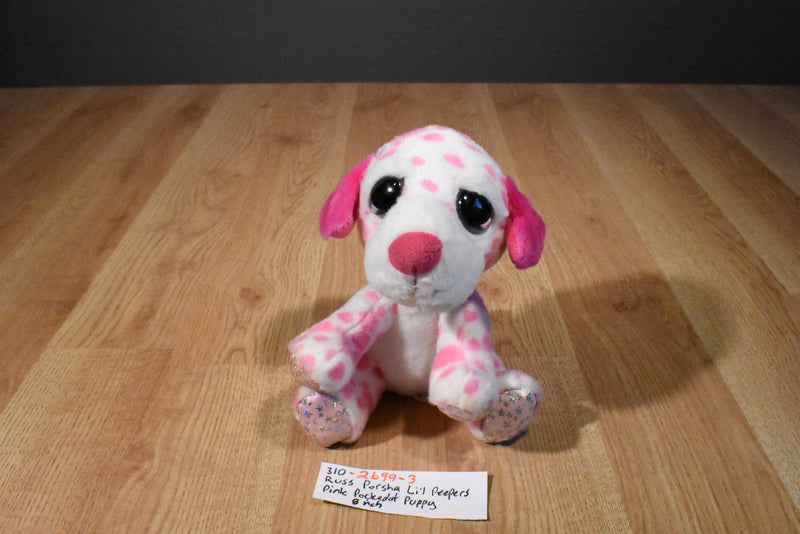 Russ Lil Peppers Porsha the White and Pink Puppy Dog Beanbag Plush