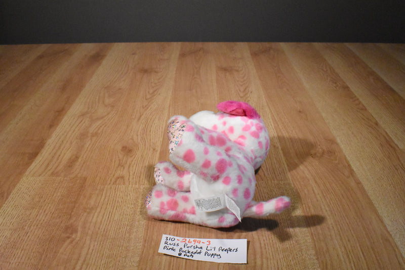 Russ Lil Peppers Porsha the White and Pink Puppy Dog Beanbag Plush