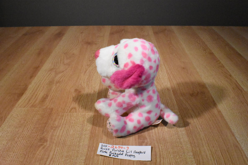 Russ Lil Peppers Porsha the White and Pink Puppy Dog Beanbag Plush