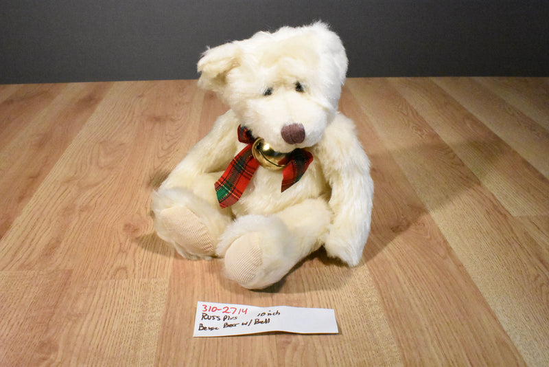 Russ Plus Beige Bear Beanbag Plush with a Bell