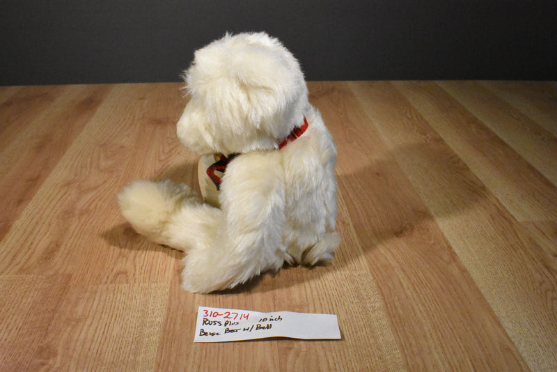 Russ Plus Beige Bear Beanbag Plush with a Bell