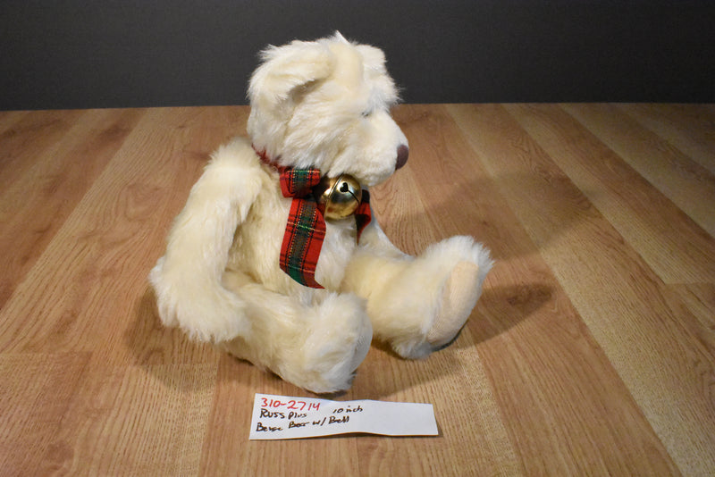 Russ Plus Beige Bear Beanbag Plush with a Bell