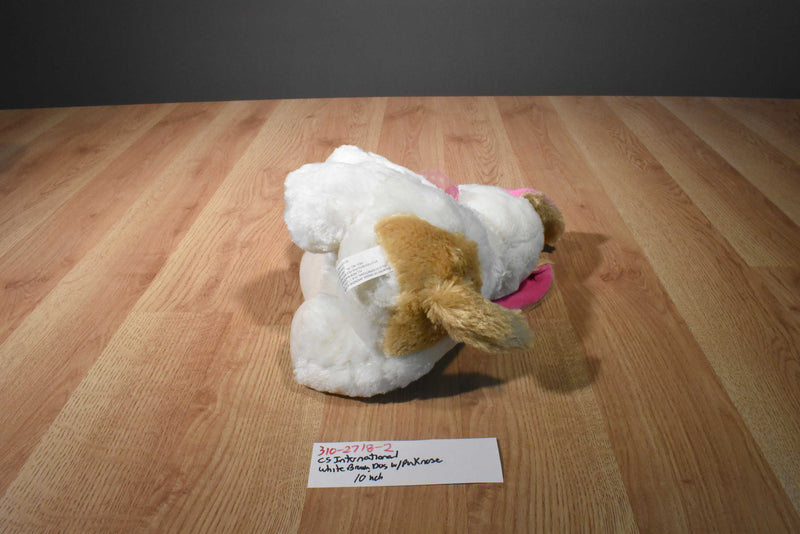 CS International White and Brown Dog Plush with Pink Nose