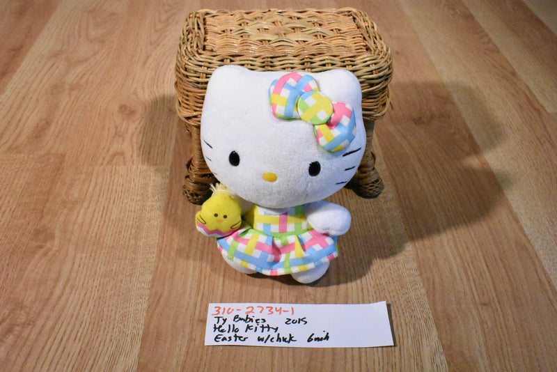 Ty Beanie Babies Hello Kitty Easter 2015 Beanbag Plush with a Chick