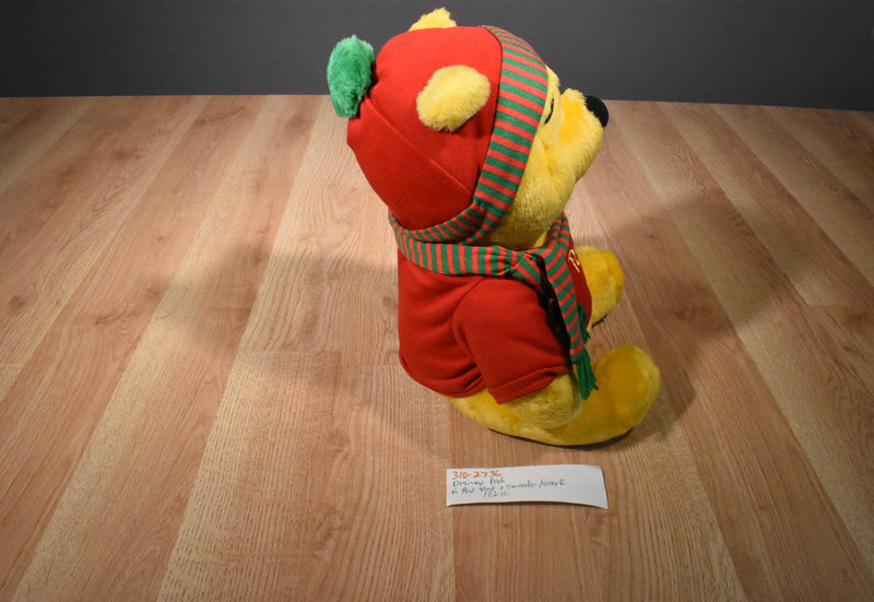 Mattel Disney Pooh in Red and Green Scarf and Hat Plush