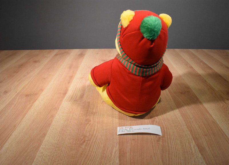 Mattel Disney Pooh in Red and Green Scarf and Hat Plush