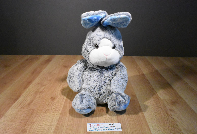 Animal Adventure Gray Bunny 2016 Plush with Blue Flower Ears and Feet