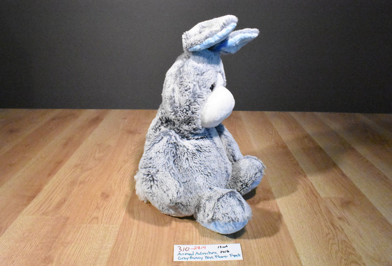 Animal Adventure Gray Bunny 2016 Plush with Blue Flower Ears and Feet