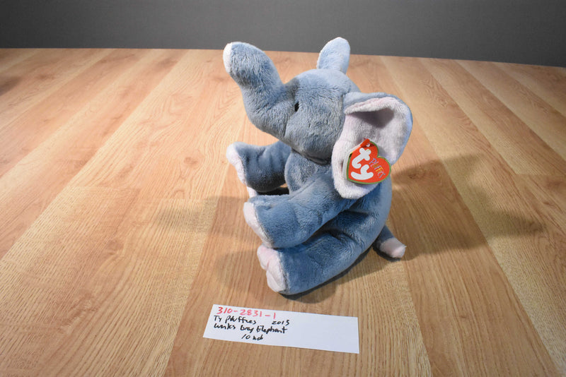 Ty Pluffies Winks Grey and Pink Elephant 2013 Beanbag Plush