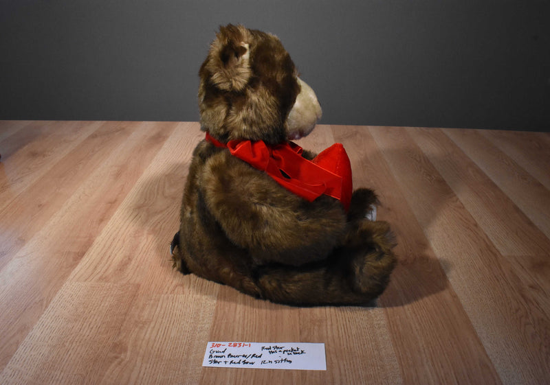 Gund Brown Teddy Bear With Red Star and Bow Plush