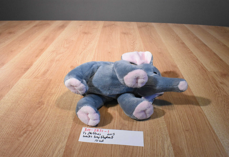 Ty Pluffies Winks Grey and Pink Elephant 2013 Beanbag Plush