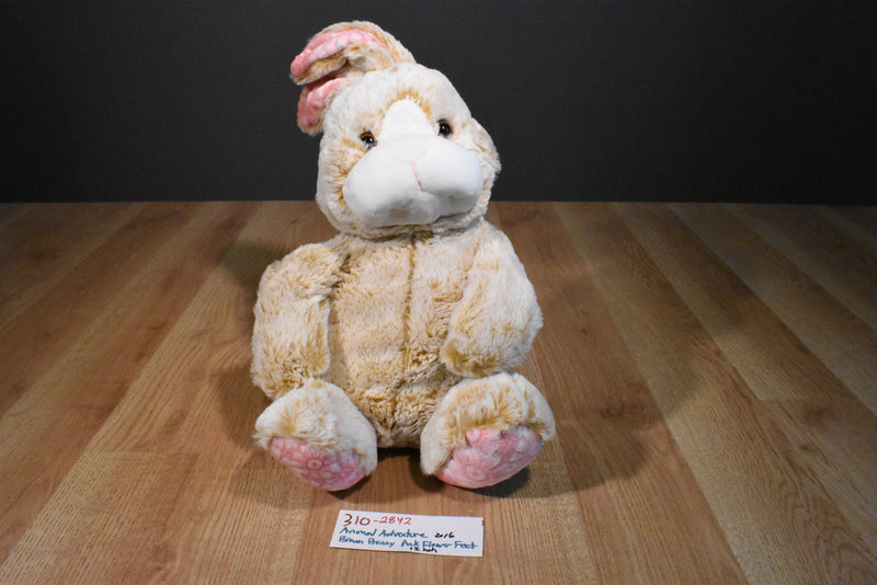 Animal Adventure Tan Bunny Rabbit 2016 Plush with Pink Flower Ears and Feet
