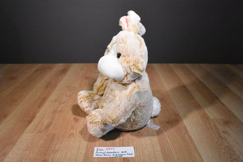 Animal Adventure Tan Bunny Rabbit 2016 Plush with Pink Flower Ears and Feet