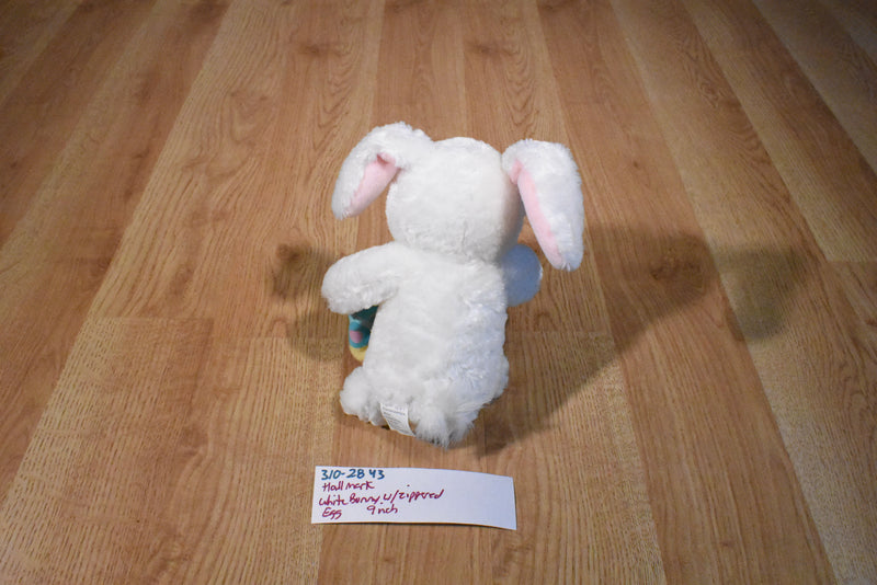 Hallmark White Bunny Rabbit with Zippered Egg Beanbag Plush