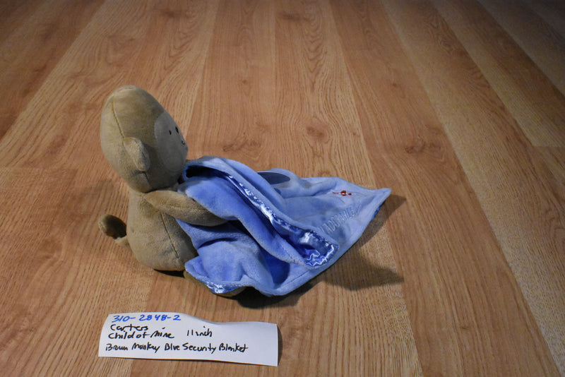 Carter's Child of Mine Brown Monkey With Blue Captain Adorable Airplane Security Blanket