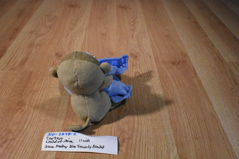 Carter's Child of Mine Brown Monkey With Blue Captain Adorable Airplane Security Blanket