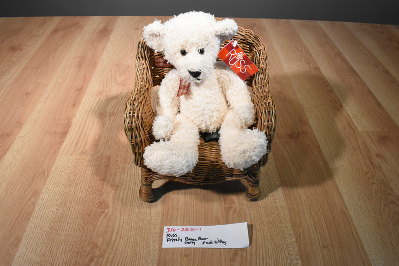 Russ Frizzly Beige Curly Bear Beanbag Plush
