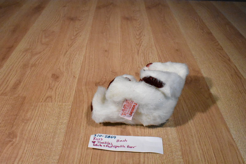 Russ Twinkles White and Red Sparkle Teddy Bear Beanbag Plush