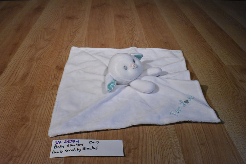 Baby Starters White and Green Lamb I Am Loved Security Blanket