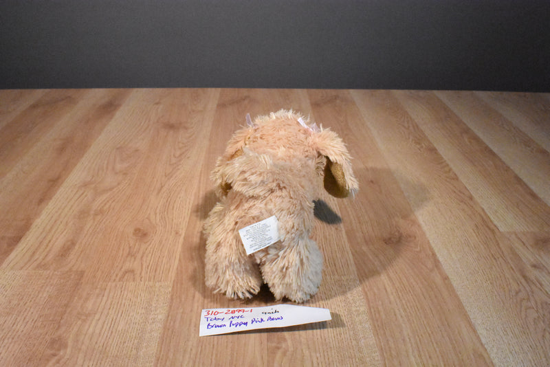 Toby NYC Beige Dog Beanbag Plush with Pink Bows
