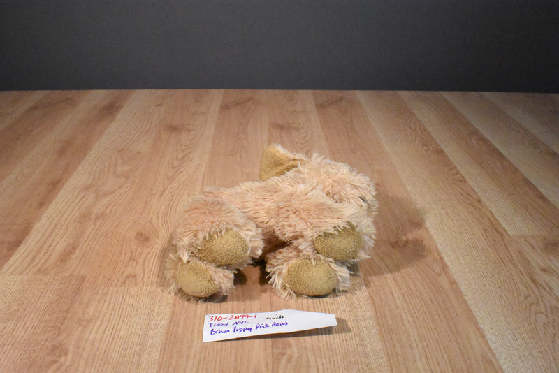 Toby NYC Beige Dog Beanbag Plush with Pink Bows