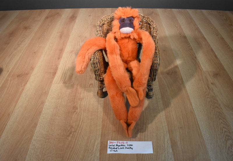 Wild Republic Hanging Hugging Banded Leaf Orange Monkey 2000 Plush