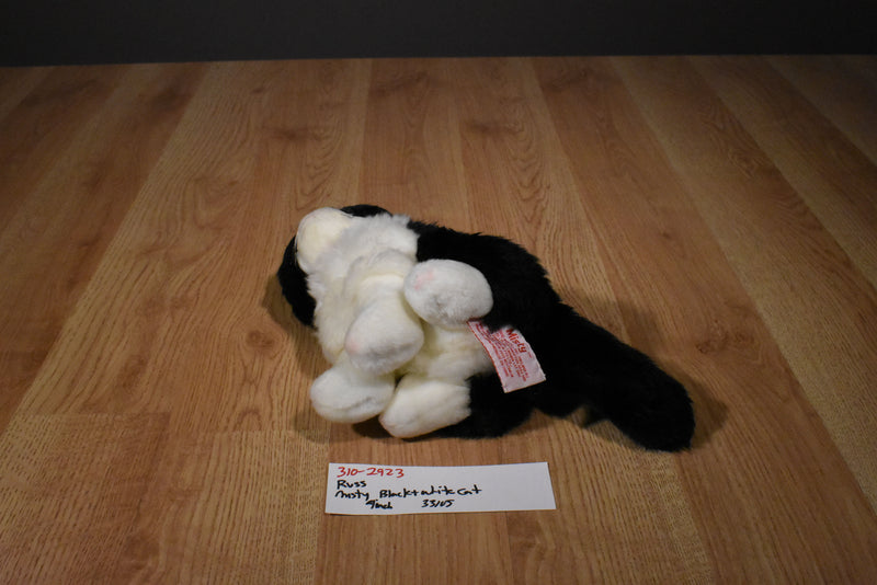 Russ Misty Black and White Cat Beanbag Plush Wearing a Red Bow