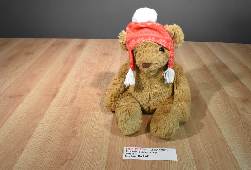 Jo-Ann J Bear Brown teddy Bear With Red Winter Hat 2018 Plush