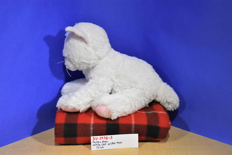 Build a Bear White Cat 2013 Plush with Blue Eyes