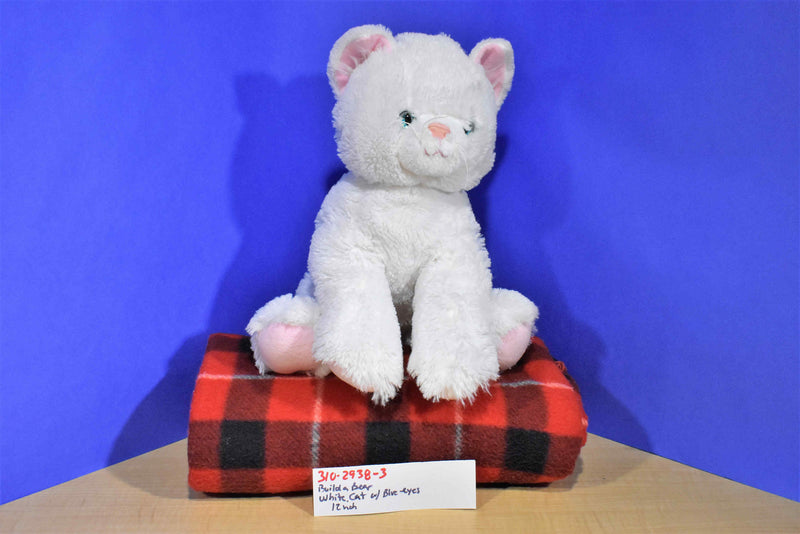 Build a Bear White Cat 2013 Plush with Blue Eyes