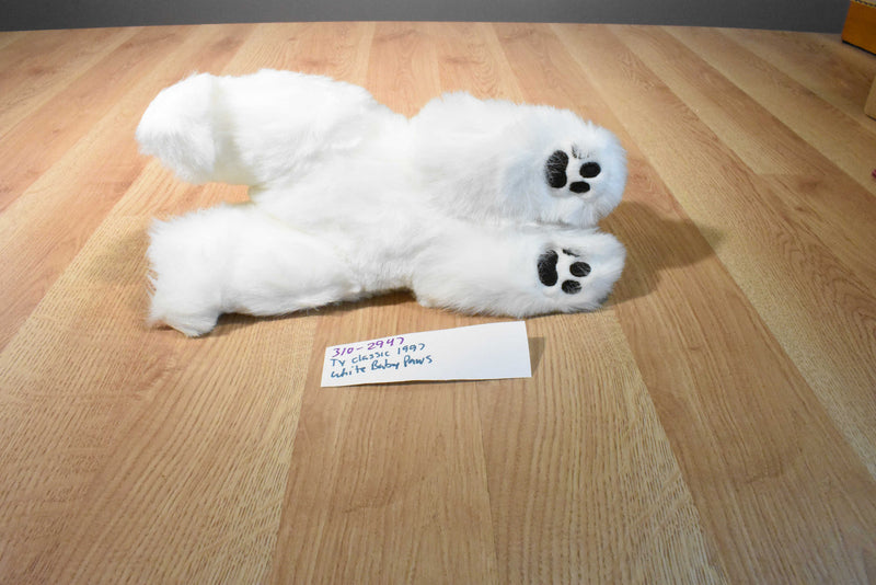Ty Classic 1997 White Baby Paws Bear Beanbag Plush