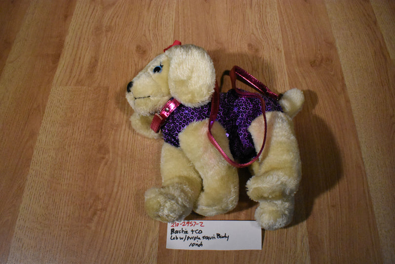 Poochie & Co. Yellow Lab Bag with Purple Sequin Body
