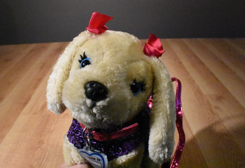 Poochie & Co. Yellow Lab Bag with Purple Sequin Body