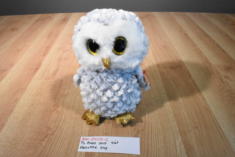 Ty Beanie Boos Grey and White Owlette 9 Inch 2019 Beanbag Plush
