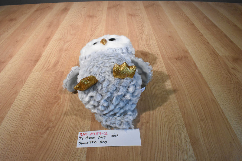 Ty Beanie Boos Grey and White Owlette 9 Inch 2019 Beanbag Plush