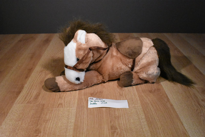Hugfun Brown and White Horse Pony With Saddle Plush