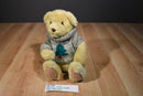 Hallmark Tan Beige Teddy Bear in a Brown Sweater With X-Mas Tree Plush