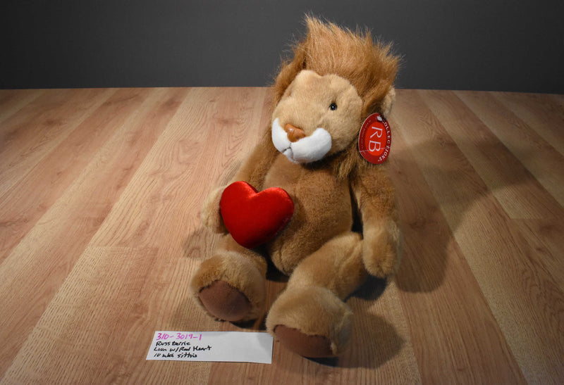 Russ Berrie Lion With Red Heart Beanbag Plush