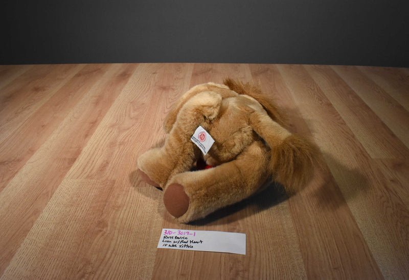 Russ Berrie Lion With Red Heart Beanbag Plush
