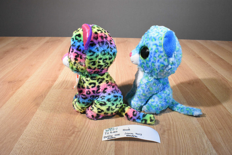 Ty Beanie Boos Dotty 2016 and Leona 2015 Leopard Beanbag Plushes