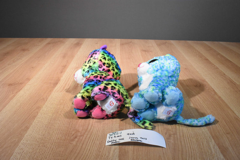 Ty Beanie Boos Dotty 2016 and Leona 2015 Leopard Beanbag Plushes